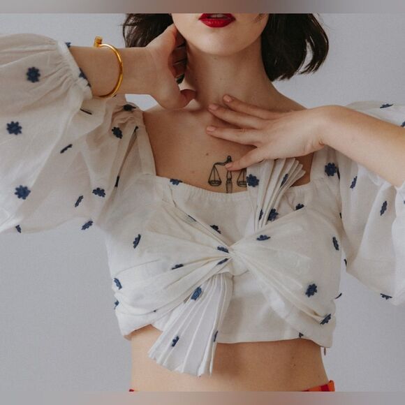 NWOT Farm Rio Blue Flower Crop - size large - Picture 3 of 4